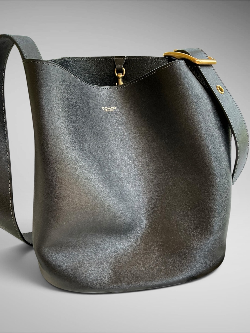 Coach Bleecker Bucket Bag Black Natural Grain Leather Brass CCC23 NWT Bleeker